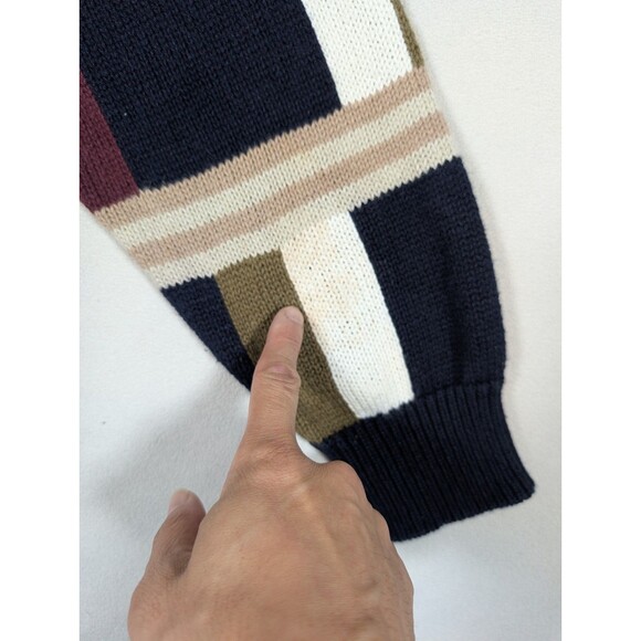 Vtg 90s Bachrach Sweater Men XL Multicolor Geometric Heavyweight Color Block - Picture 6 of 6